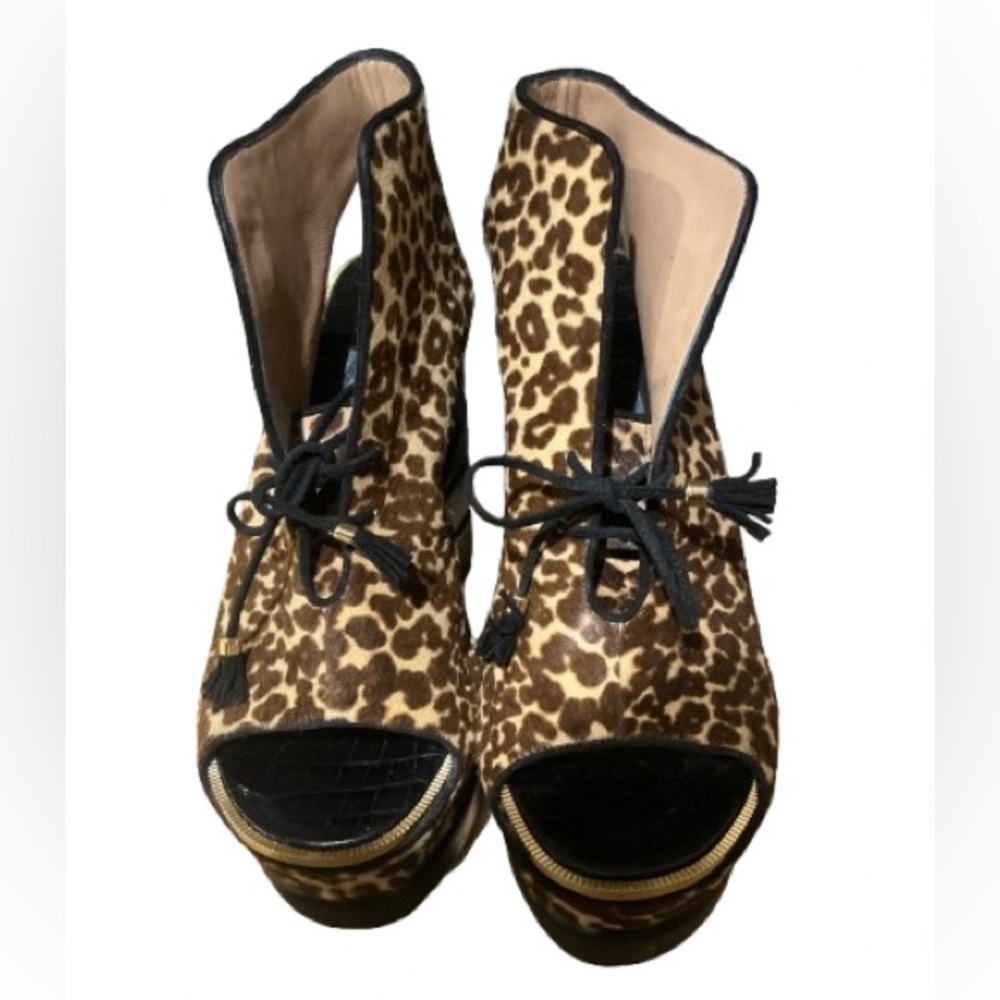 Salvatore Ferragamo Authentic Laconia High Heeled Animal Print Booties 9.5 - Picture 4 of 11
